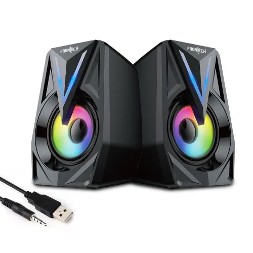 Image of FRONTECH Multimedia Speakers | 12W Output | 2.0 Channel Stereo Sound | RGB Lighting | USB Powered | 3.5mm AUX | 1 Year W