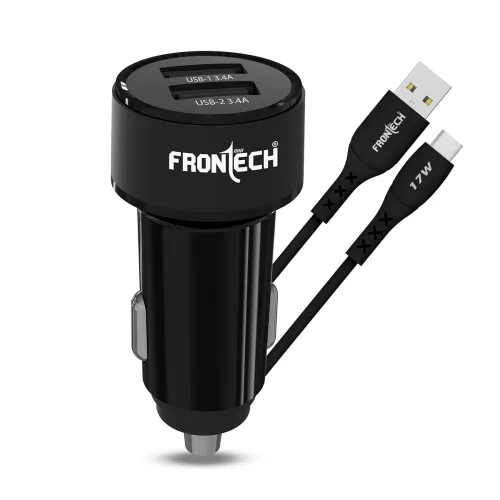 Image of FRONTECH 17W Dual USB Car Charger with 1M Type-C Cable 