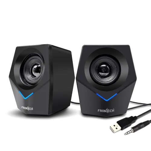 Image of FRONTECH 2.0 Multimedia Speakers 10W USB-Powered PC with 3.5mm AUX & Blue LED Lightin
