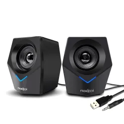 FRONTECH 2.0 Multimedia Speakers 10W USB-Powered PC with 3.5mm AUX & Blue LED Lightin