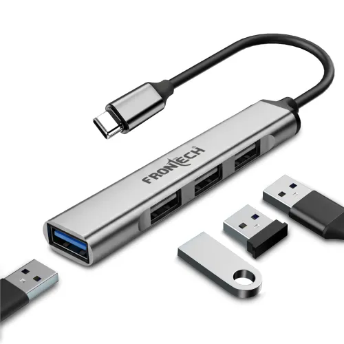 Image of Frontech 4 in 1 Slim Multiport HUB Dock,1XUSB 3.0, 3X USB 2.0,Compact Metal Design, Upto 5 Gbps Hight Speed Data Transfe