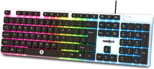 Image of Frontech KB-0042 Wired Keyboard | RGB Backlight | 104 Keys Wired USB Standard Gaming Keyboard Compatible with Desktop, L