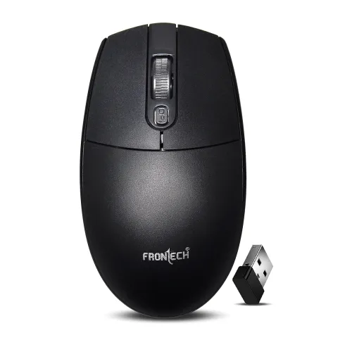 Image of FRONTECH MS-0056 Wireless Optical Mouse | 2.4GHz | 1600DPI | USB Nano Receiver | Ergonomic Design | Black