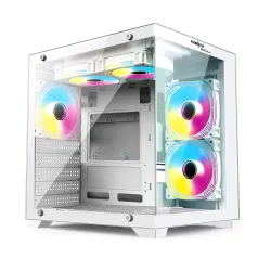 Frontech Nebula Gaming Computer Cabinet Mid-Tower PC Case Tempered Glass Front & Side Panel 