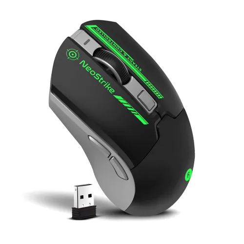 Image of FRONTECH Neo Strike Wireless Gaming Mouse with 3200DPI, Comfortable & Ergonomic Design, RGB LED Lights, 6 Buttons, in-Bu