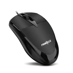 FRONTECH Power Wired USB Mouse, 3-Button, 1000 DPI Optical Sensor, Plug & Play, 1.1m Cable, Black (MS-0044)