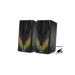 FRONTECH 2.0 USB Powered Multimedia Speakers with RGB Lights | 2 x 3W Drivers (5.2 cm) | AUX Connectivity | for Laptop, PC, Mobile | 1 Year Warranty (SPK-0006, Black)