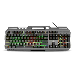 FRONTECH Wired Gaming Keyboard with 104 Keys | Rainbow Backlight Effect | Membrane Keys with 1.5M Braided Cable | USB Pl