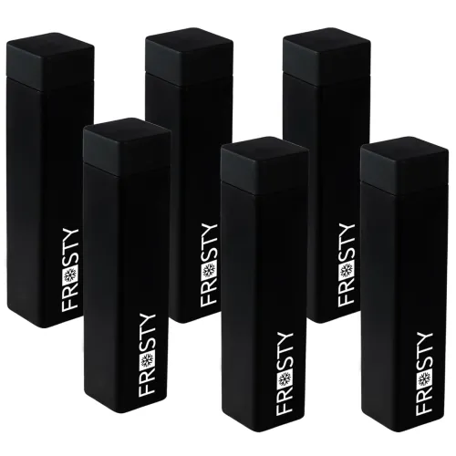 Image of Frosty Plastic Food Grade Fridge Square Water Bottle Set (6 Pieces, 1L,Black), 950 milliliter