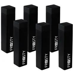 Frosty Plastic Food Grade Fridge Square Water Bottle Set (6 Pieces, 1L,Black), 950 milliliter