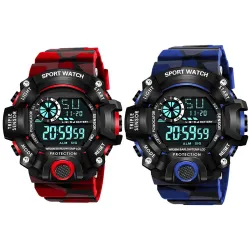 FROZIL Digital Watch Shockproof Multi-Functional Automatic Army Color Strap Waterproof Digital Sports Combo Watch for Men's Kids Watch for Boys Watch for Men Pack of-2