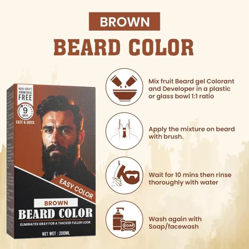 Image of Fruit Vinegar Hair Dye Color for Both Men, Women, Natural & Ammonia Free Color Dye (Black, A/B 100 Ml) (Brown Beard Colo