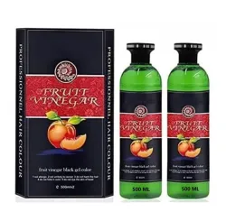 Fruit Vinegar Hair Dye Color for Both Men, Women, Natural & Ammonia Free Color Dye (Black, A/B 500 Ml) (Naural Black, Fruit Vinegar hair color 500 + 500)