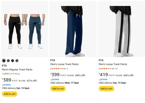 Image of FTX Men's Track Pant at Minimum 60% Discount