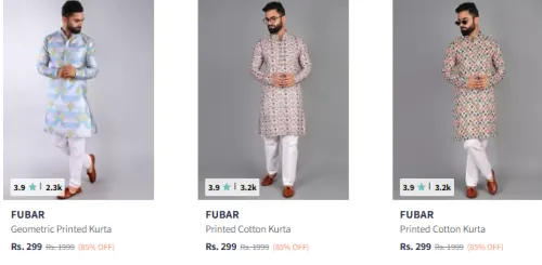 Image of Fubar Men's Kurta Starting @ ₹299