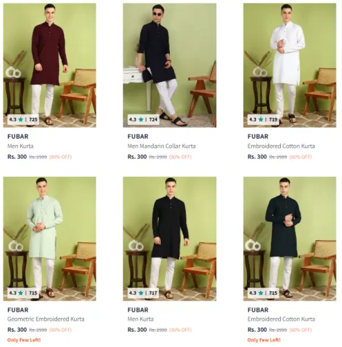 Image of Fubar Men's Kurta @ Up to 90% OFF