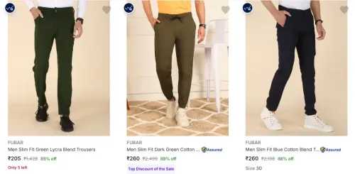 Image of FUBAR Men's Trousers Starting @ ₹205
