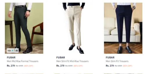 Image of Fubar Men's Trousers Starting @ ₹279