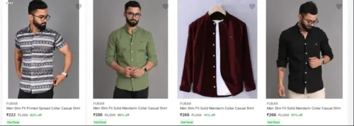 Image of FUBAR Men Slim Fit Printed Spread Collar Casual Shirt