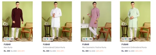 Image of Fubar Men's Kurtas upto 90% Discount