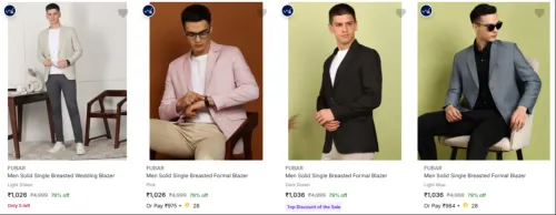 Image of FUBAR Men's Readymade Blazers at minimum 79% Discount