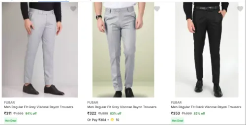 Image of Fubar Men's Trousers upto 85% discount 