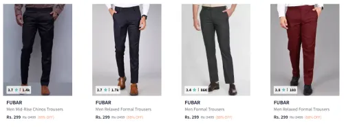 Image of Fubar Men's Trousers upto 88% Discount