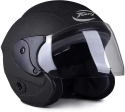 fuery HALF FACE NANO PRO ( BLACK ) Motorbike Helmet (BLACK .