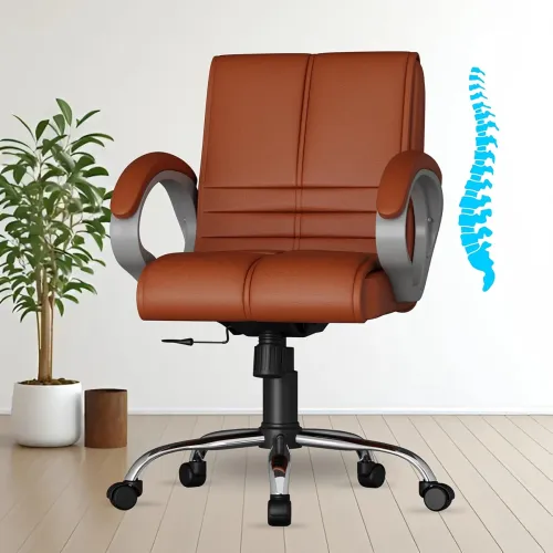 Image of FUGO FG235 Ergonomic Medium Back Office Chair with Adjustable Height, Cushioned Back&Seat, Tilting Mechanism, Heavy-Duty