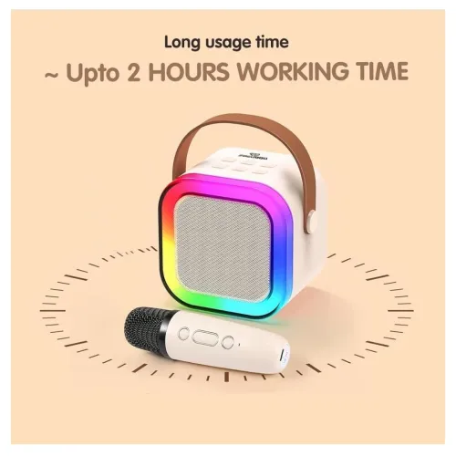 Image of Fun Flicks Karaoke Machine with Wireless Mics, Bluetooth Speaker, RGB Lights, 5 Voice Effects, Portable Sound System for