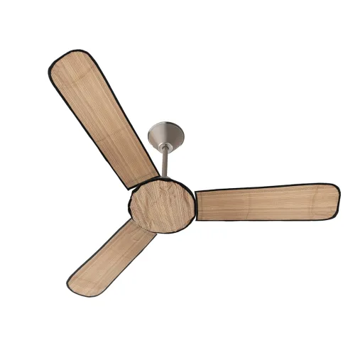 Image of Fun Homes PVC Wooden Design Dust Proof Three Blade Ceiling Fan Cover (Light Brown) 54FH4011. 52 cm