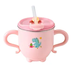 FunBlast Milk Mug for Kids – Dinosaur Print S316 Stainless Steel Mug for Kids, Insulated Milk Cup with Lid & Straw, Wate
