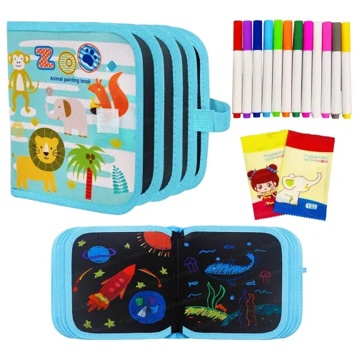 Image of FunBlast Smart Erasable Doodle Slate Painting Kit Animal Book
