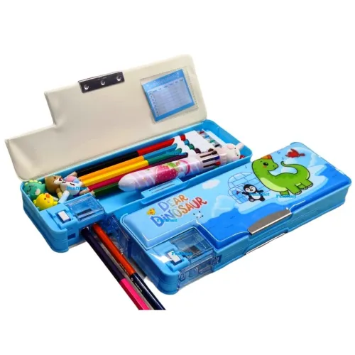 Image of Funblast Plastic Magnetic Pencil Box With Sharpener Space Explorer Themed Luxury Pencil Case For Kids Stationery Organiz