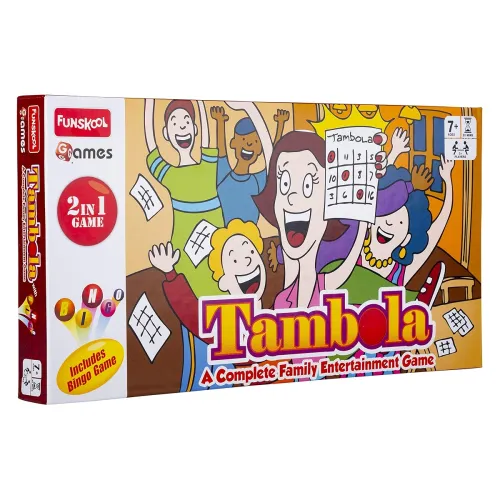 Image of Funskool Kid Games,Tambola 2 in 1 Game, A Complete Family Entertainment Game, Reusable Tickets, 2+ Players,Ages 7 and Ab