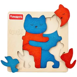 Funskool Ekoplay Hugs Cat Wooden Puzzle | 7 Pieces | 1 Layer