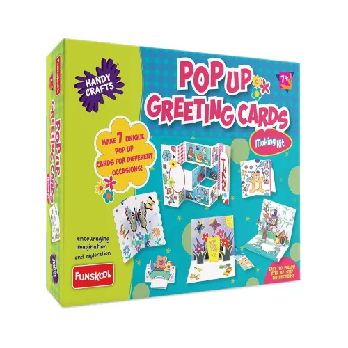 Image of Handycrafts Funskool Pop Up Greeting Cards Making Kit, DIY Kit, Art and Craft Set for Kids, Learning, Fun & Engaging Act