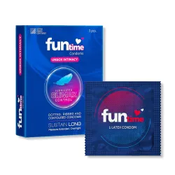 Funtime Climax Control Condoms | Dotted, Ribbed, & Contoured for Long-Lasting Pleasure | Lubricated Natural Rubber Latex Condoms for Excitement & Fun- (3Pc x Pack of 10)