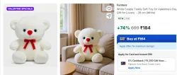 Funtoos White Couple Teddy Soft Toy for Valentine’s Day 