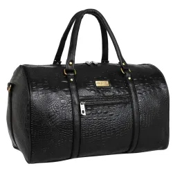 Fur Jaden Black Textured Spacious Weekender Duffle Bag for Travel