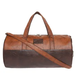 Fur Jaden Tan Leatherette Gym Bag for Men Women Boys Girls Travel Duffle