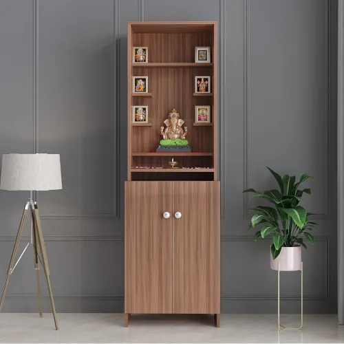 Image of FURNEASER Shrisha Engineered Wood Pooja Mandir for Home