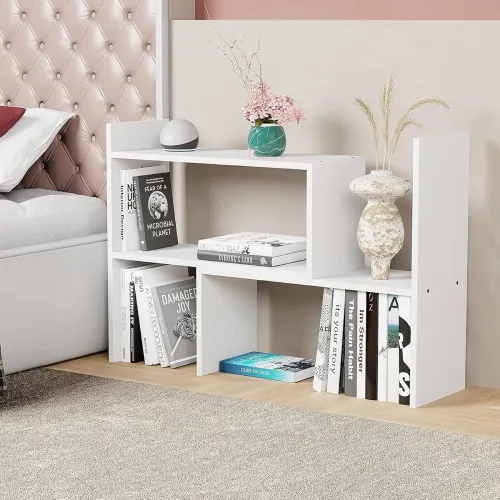Image of Furniture Café Modern White Wooden Bookshelf 