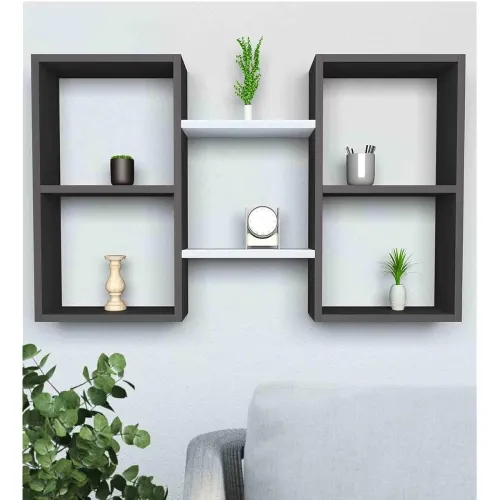 Image of Furniture Café Modern Wooden Wall Mounted Shelves for Living Room