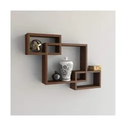 Furniture Cafe® Wooden Intersecting Wall Shelf Home Decor Items Rack Floating Book Shelves for Living Room, Bedroom, Kit