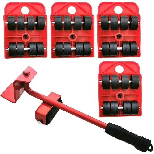 Image of Furniture Moving Tool Set Heavy Duty Steel Lifter & Roller Kit with 600 kg Capacity