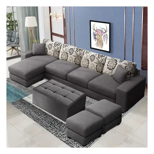 Image of FURNY- Berlando Fabric 8 Seater Sofa Set