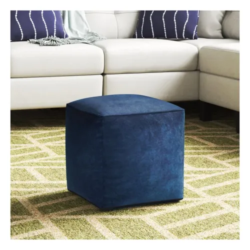 Image of FURNY Echo Pouf in Blue Fabric