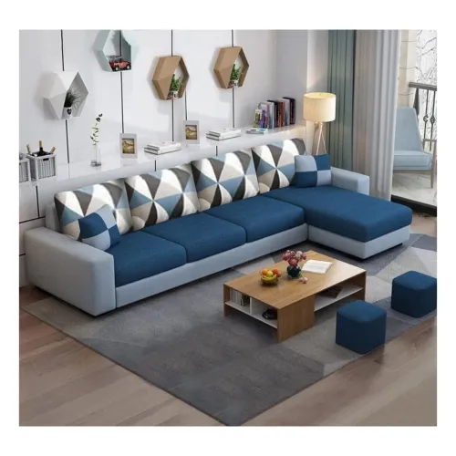 Image of FURNY Florren 6 Seater Fabric RHS L Shape Sofa Set