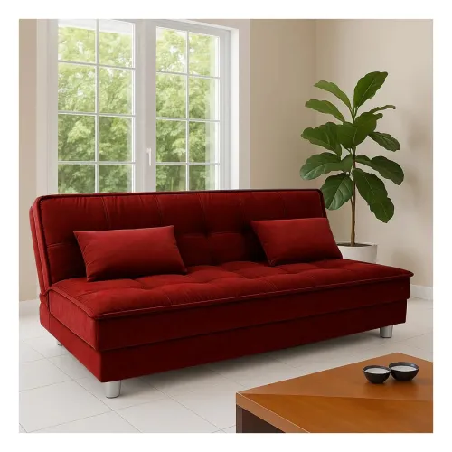 Image of FURNY Gaiety 3 Seater Fabric Sleeper Supersoft Sofa Cum Bed